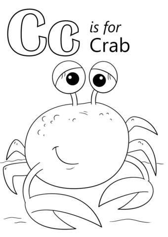 Letter C Is For Crab Coloring Page